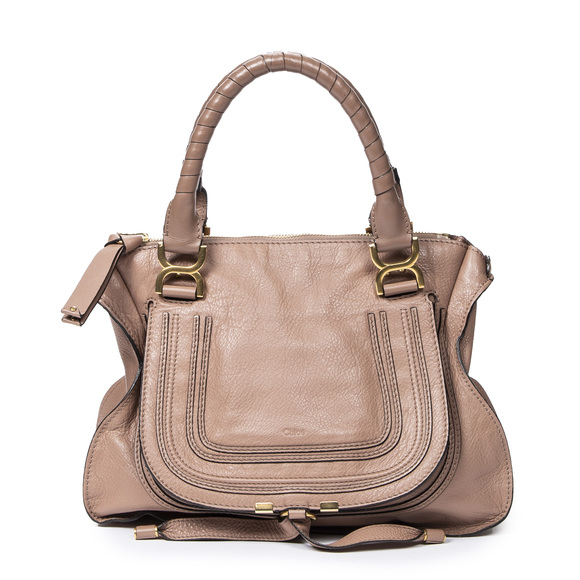 Chloe Medium Marcie Satchels in Brown Grained Calfskin Leather